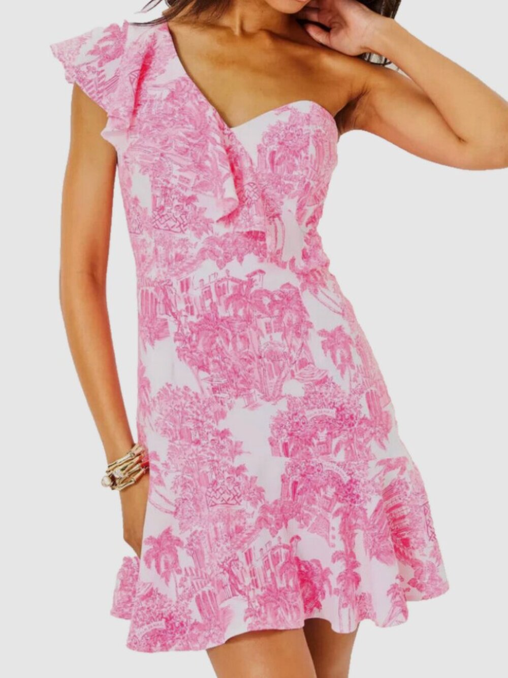 Lilly Pulitzer Arlana Toile Romper Dress Resort Pink Palm Beach Anniversary 4